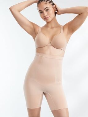 Spanx On Core High-Waisted Mid-Thigh Short Soft Nude Medium
